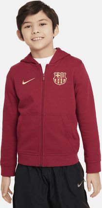 Piłkarska Bluza Z Kapturem I Zamkiem Na Całej Długości Dla Dużych Dzieci Chłopców Nike Fc Barcelona Club - Czerwony