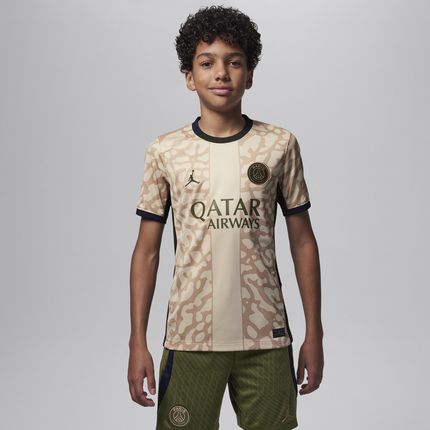 Koszulka Piłkarska Dla Dużych Dzieci Jordan Dri-Fit Paris Saint-Germain Stadium 2023/24 Wersja Czwarta Replika - Brązowy