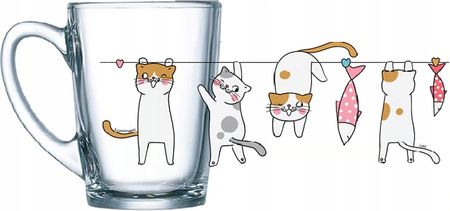 Luminarc Szklany Kubek Dla Dzieci Koty Kotki Ryby Zwierzaki Śmieszny 320ML