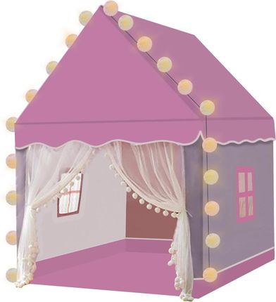 Kruzzel Namiot Domek dla Dzieci Zamek Pałac do Pokoju Ogrodu Domu + Lampki Led Róż
