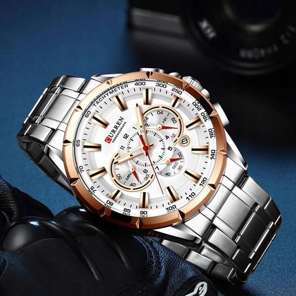 Zegarek Męski Curren Elegancki Chronograf Datownik - zdjęcie 3