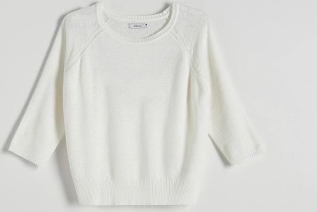 Reserved - Gładki sweter - Kremowy