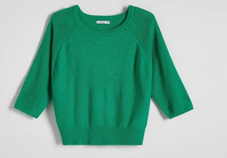 Reserved - Gładki sweter - Zielony