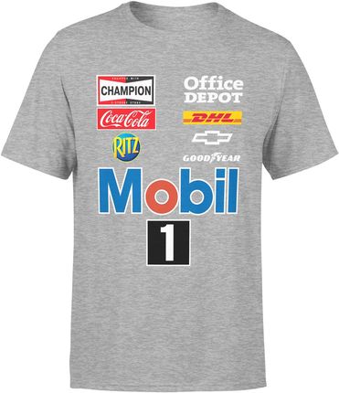 Mobil 1 vintage formula 1 f1 Męska koszulka (XXL, Szary)