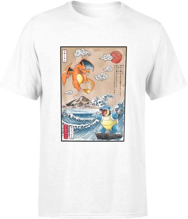 Pokemon charizard blastoise Męska koszulka (M, Biały)
