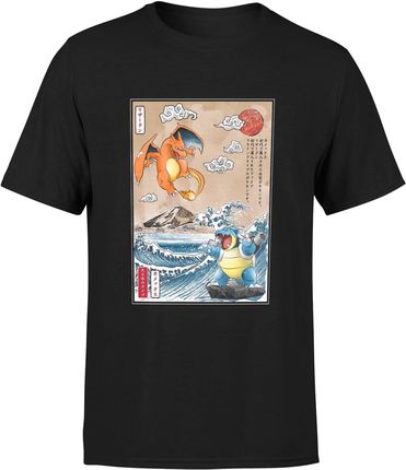 Pokemon charizard blastoise Męska koszulka (XL, Czarny)
