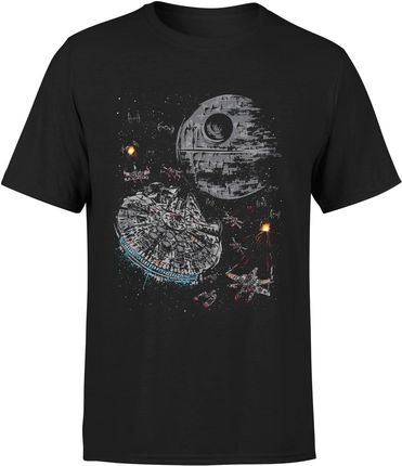 Star wars statki kosmiczne gwiazda śmierci Męska koszulka (S, Czarny)