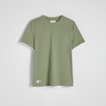 Reserved - T-shirt regular z naszywką - Zielony