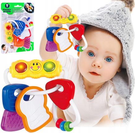 Happy Kiddo Grzechotka Gryzak Pierwsze Kluczyki Zabawka Sensoryczna Montessori Świeci