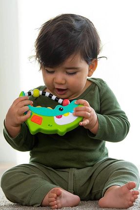 Sassy Świecąca Zabawka Sensoryczna Z Dźwiękami Krokodyl Grzechotką I Kontrastowym Gryzakiem Stem 6 M+