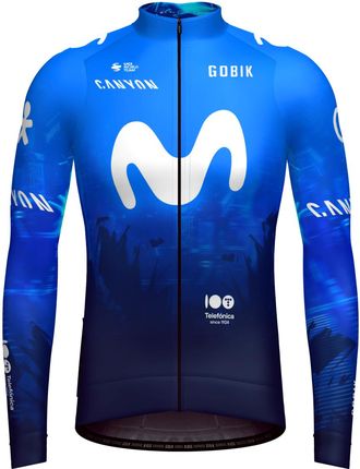 Gobik Zimowa Koszulka Kolarska Z Długim Rękawem - Hyder Movistar Team 2024 - Niebieski/Biały 2Xl
