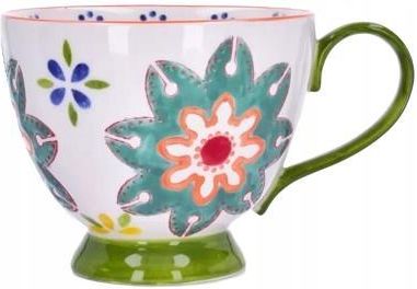 4Aqua Kubek Porcelanowy Duka Florist 400ML Biało Zielony W Kwiaty