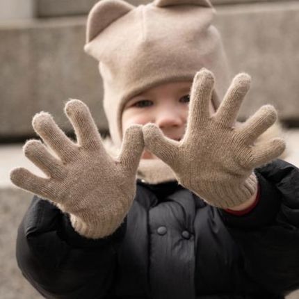 Rękawiczki pięciopalczaste z wełny merino kaszmir dziecięce