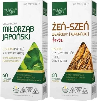 Zestaw Miłorząb japoński + Żeń - szeń Właściwy (Koreański) Forte, Medica Herbs
