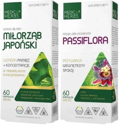 Zestaw Miłorząb japoński + Passiflora, Medica Herbs