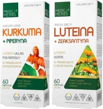 Zestaw Kurkuma + piperyna + Luteina + Zeaksantyna, Medica Herbs