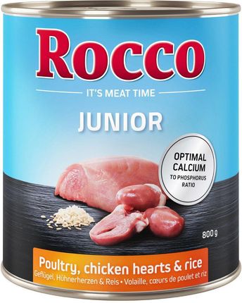 Rocco Junior Drób I Serca Kurze Z Ryżem 12X800g