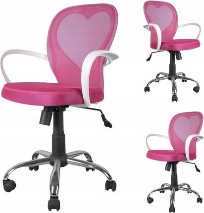 Fotel Obrotowy Qzy-1447 Różowy Biurkowy Serce Siatka Dziewczynka