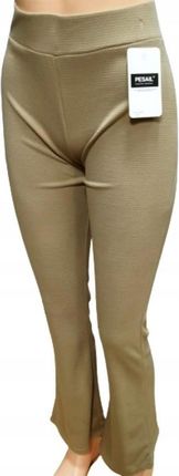 Spodnie damskie elastyczne HIT wzorek bawełna wysoki stan L/XL BEŻOWE