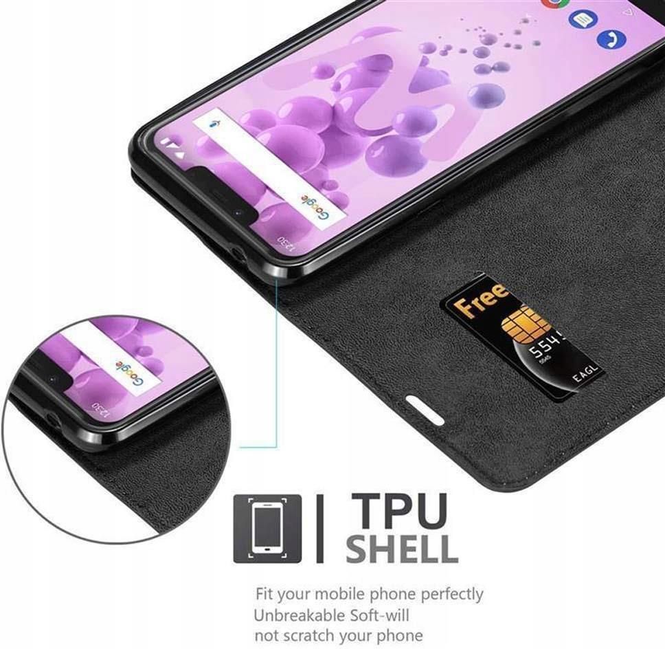 Custodia Shantime Per Wiko View 2 GO - Cover Flip In Tessuto Oxford E PU Con Portacarte E Magnete
