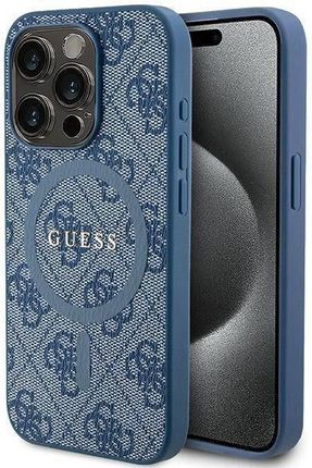 Guess Apple Iphone 15 Pro Max Hard 4G Collection Leather Metal Logo MagsafeNiebieskie (3666339226633)