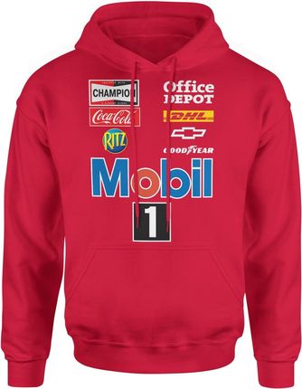 Mobil 1 vintage formula 1 f1 Męska bluza z kapturem (S, Czerwony)