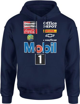 Mobil 1 vintage formula 1 f1 Męska bluza z kapturem (XL, Granatowy)