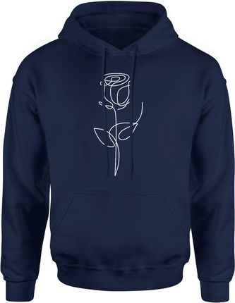 Róża minimalistyczna z kwiatem Męska bluza z kapturem (S, Granatowy)