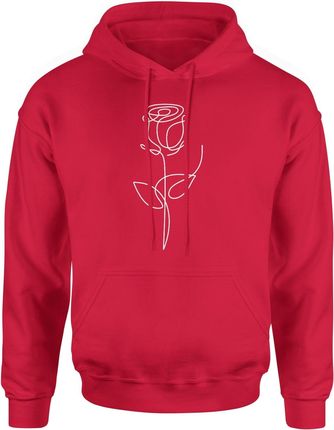 Róża minimalistyczna z kwiatem Męska bluza z kapturem (L, Czerwony)