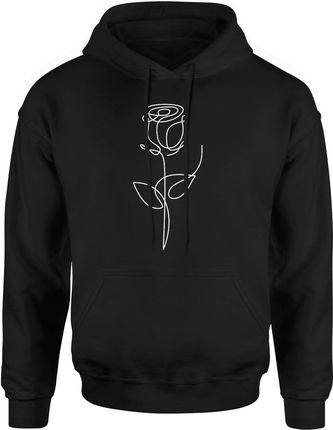 Róża minimalistyczna z kwiatem Męska bluza z kapturem (XL, Czarny)