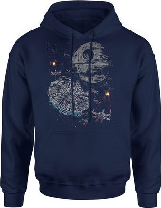 Star wars statki kosmiczne gwiazda śmierci Męska bluza z kapturem (XXL, Granatowy)