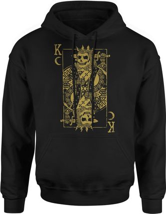 Król karty king czaszka Męska bluza z kapturem (3XL, Czarny)