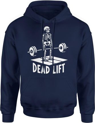 Dead lift martwy ciąg na siłownie Męska bluza z kapturem (M, Granatowy)