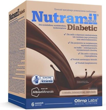 Nutramil Complex Diabetic saszetki o smaku czekoladowym, 6 szt.  > DARMOWA DOSTAWA DO 630 APTEK W CAŁEJ POLSCE NAWET W 24H