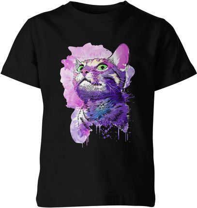 Kotek dla kociarzy kot Dziecięca koszulka (128, Czarny)