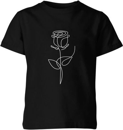 Róża minimalistyczna z kwiatem Dziecięca koszulka (128, Czarny)