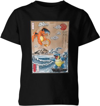 Pokemon charizard blastoise Dziecięca koszulka (140, Czarny)