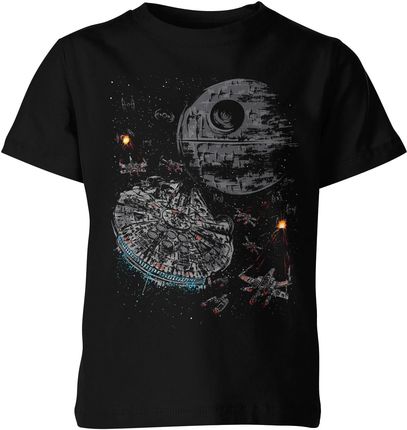 Star wars statki kosmiczne gwiazda śmierci Dziecięca koszulka (140, Czarny)