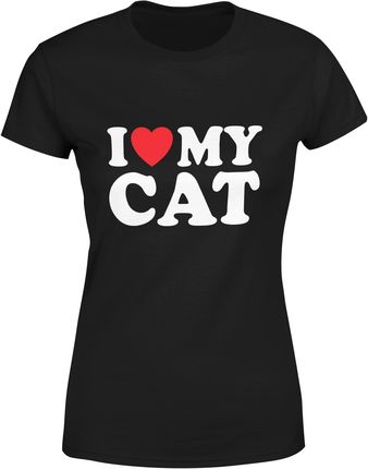 I love my cat kocham mojego kota Damska koszulka (M, Czarny)