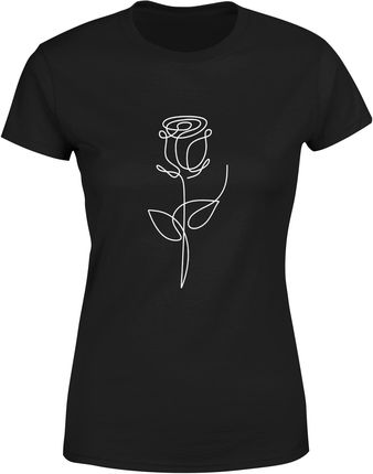Róża minimalistyczna z kwiatem Damska koszulka (S, Czarny)
