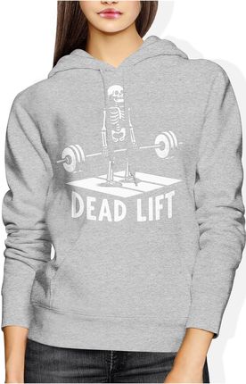 Dead lift martwy ciąg na siłownie Damska bluza z kapturem (L, Szary)