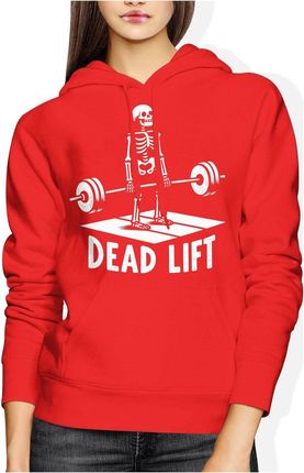 Dead lift martwy ciąg na siłownie Damska bluza z kapturem (L, Czerwony)