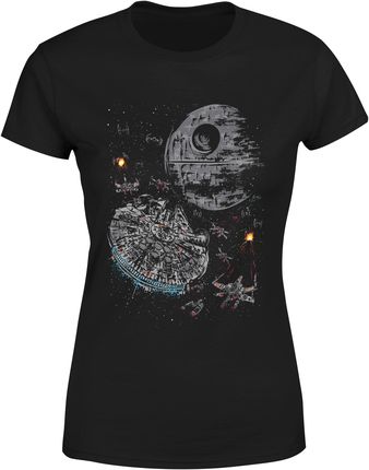 Star wars statki kosmiczne gwiazda śmierci Damska koszulka (S, Czarny)