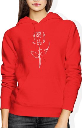 Róża minimalistyczna z kwiatem Damska bluza z kapturem (S, Czerwony)