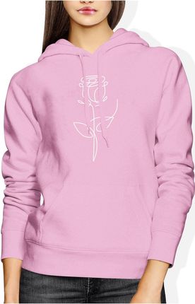 Róża minimalistyczna z kwiatem Damska bluza z kapturem (S, Różowy)