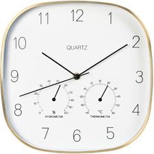 Zegar �cienny z�oty z termometrem nowoczesny 28,5 cm