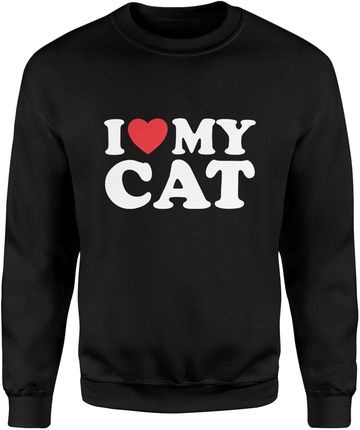 I love my cat kocham mojego kota Męska bluza (M, Czarny)