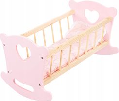 Kinderplay Drewniana Kołyska Łóżeczko Dla Lalek 51,5Cm Pościel