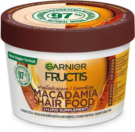 Garnier Fructis Macadamia Hair Food Wygładzająca Maska Do Włosów Suchych I Niesfornych 400 ml