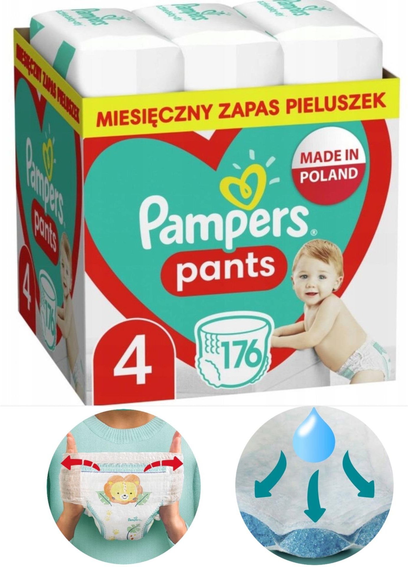 Zestaw Pampers Pieluchomajtki Pants Pieluszki 176 Sztuk Rozmiar 4 Pieluchomajtki 4 Dla Dzieci